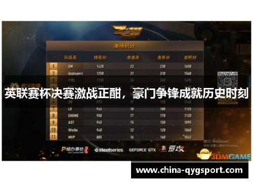 英联赛杯决赛激战正酣，豪门争锋成就历史时刻